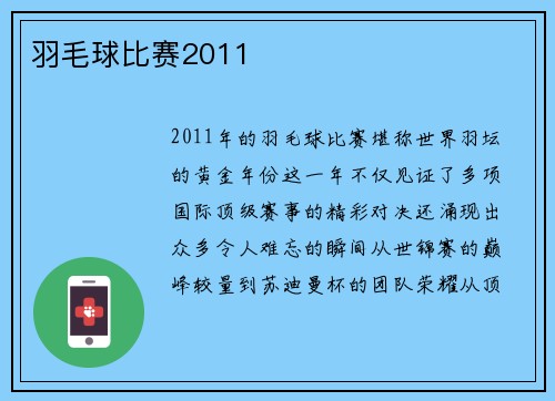 羽毛球比赛2011